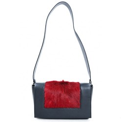 Fall Winter Fur Cross Body Bags Smooth Leather Hand Bags Leather Craft Female Purse Genuine Fur Custom Made Lady Handbag Red