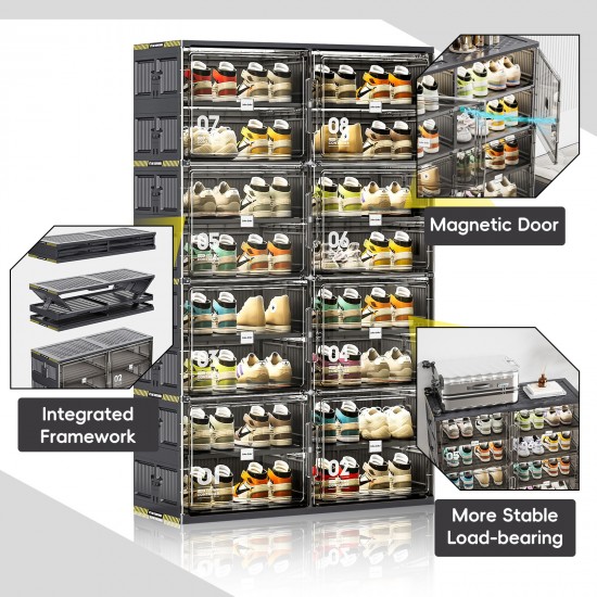 Jeko&Jeko 32 Pairs Size All Black Space Saving Household Items Storage Boxes & Bins Shoe Racks & Stands for Big Shoes