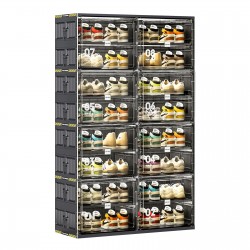 Jeko&Jeko 32 Pairs Size All Black Space Saving Household Items Storage Boxes & Bins Shoe Racks & Stands for Big Shoes