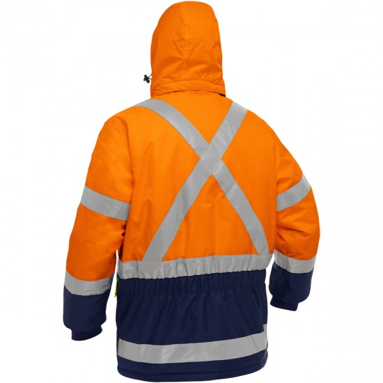 Men's High Visibility Reflective Extreme Cold Jacket Outdoor Working Jacket Pants Overalls for Adults for Hiking Yellow Orange