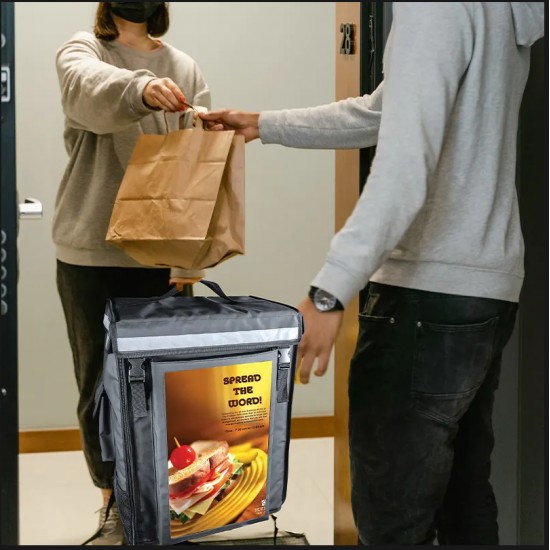 Custom Eal Prep Food Delivery Bag Meal Prep  Water-proof Riding Takeaway Ice Bags Plastic Pizza Bag