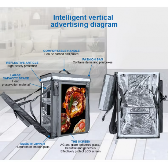 Custom Eal Prep Food Delivery Bag Meal Prep  Water-proof Riding Takeaway Ice Bags Plastic Pizza Bag