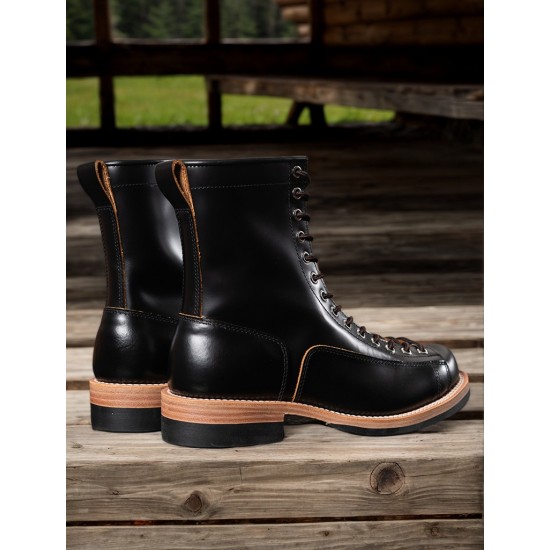 Durable Goodyear-Welted Stitch Down Rugged Style Monkey Boots Heritage Genuine Leather Moc Toe Boots for Men Shoes