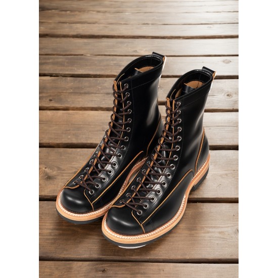 Durable Goodyear-Welted Stitch Down Rugged Style Monkey Boots Heritage Genuine Leather Moc Toe Boots for Men Shoes