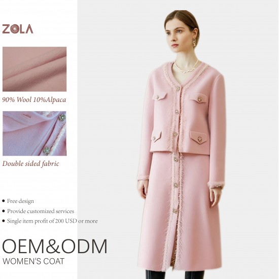 Fashionable Women's Slim Fitting Waistband V-Neck Suri Alpaca Fur Coat Long Sleeved Short Length Clothing