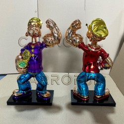Direct Sales Cartoon Famous Chrome Plating Popeye Statue Gallery Pop Art Sculpture Collections Popeye Resin Sculpture