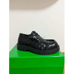 Smooth Calfskin New With Deep Calf Loafers for Men Lace-Up Dress Shoes Haddock All-Over Intrecciato Leather Loafers Derby Shoes