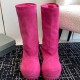 Wholesale Custom Hot Pink Big Toe Long Boots Winter Warm Genuine Leather Thin Heel Large Size Women Knee High Boots