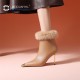 Winter Metal Cusp Women Shoes Rabbit Hair High Heel Genuine Leather Ankle Boots High Quality Sexy Brown Booties