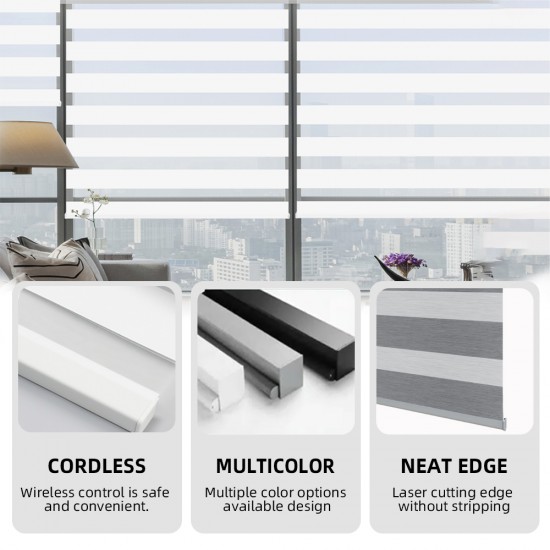 Day and Night Double Wireless Smart zebra Blinds Alexa Compatibility Lightproof Motorized Zebra Roller Blinds for windows