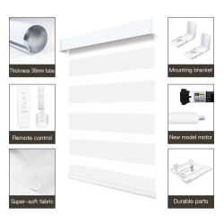 Day and Night Double Wireless Smart zebra Blinds Alexa Compatibility Lightproof Motorized Zebra Roller Blinds for windows