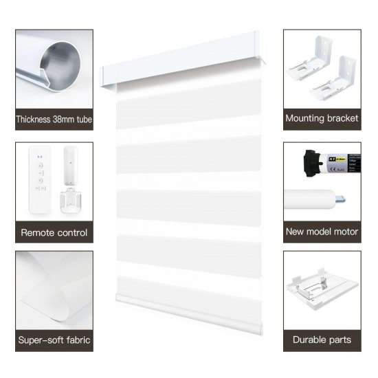 Day and Night Double Wireless Smart zebra Blinds Alexa Compatibility Lightproof Motorized Zebra Roller Blinds for windows