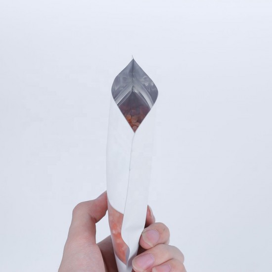 500pcs Custom Logo Matte White Aluminium Foil Mylar Ziplock Bag Food/Coffee/Aligner Package Bag Sachet With Window