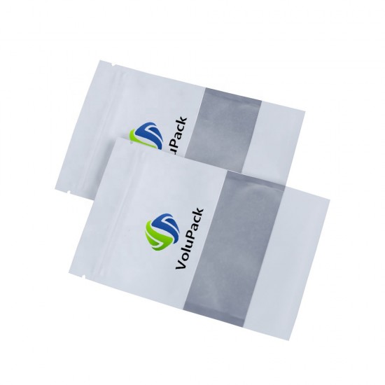 500pcs Custom Logo Matte White Aluminium Foil Mylar Ziplock Bag Food/Coffee/Aligner Package Bag Sachet With Window