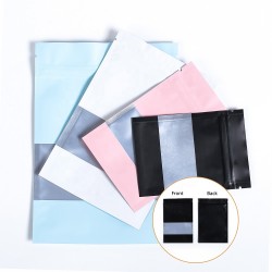 500pcs Custom Logo Matte White Aluminium Foil Mylar Ziplock Bag Food/Coffee/Aligner Package Bag Sachet With Window