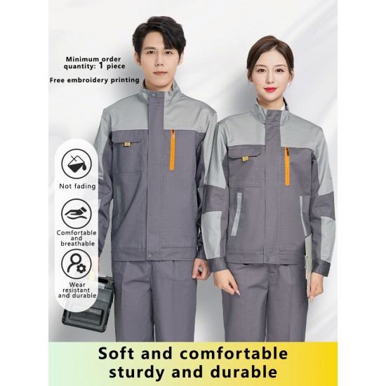 Spring and Autumn Long Sleeved Work Clothes Set for Men and Women Factory Workshop Labor Protection Clothing Customization