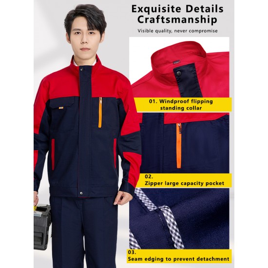 Spring and Autumn Long Sleeved Work Clothes Set for Men and Women Factory Workshop Labor Protection Clothing Customization