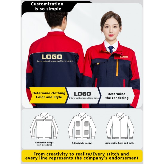 Spring and Autumn Long Sleeved Work Clothes Set for Men and Women Factory Workshop Labor Protection Clothing Customization