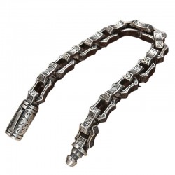 BOCAI 925 Sterling Silver Men's Fine Chain & Link Bracelet Simple European American Hip Hop Style for Gift or Party