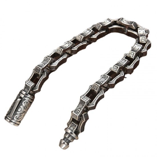 BOCAI 925 Sterling Silver Men's Fine Chain & Link Bracelet Simple European American Hip Hop Style for Gift or Party