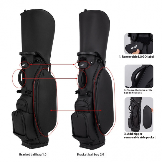 Lightweight Waterproof Golf Stand Bag for Men and Women Frosted PU Leather in Black White 3 Colors Available Zipper Closure