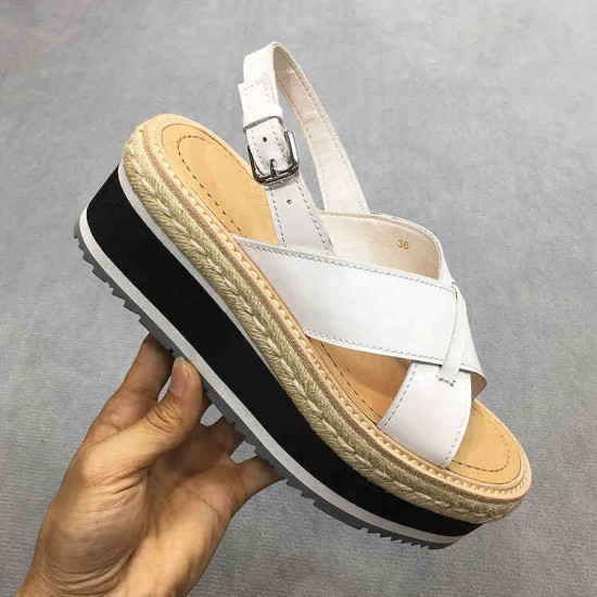 vintage British style brogue carved women's shoes  thick-soled woven straw platform shoes genuine leather women's single shoes