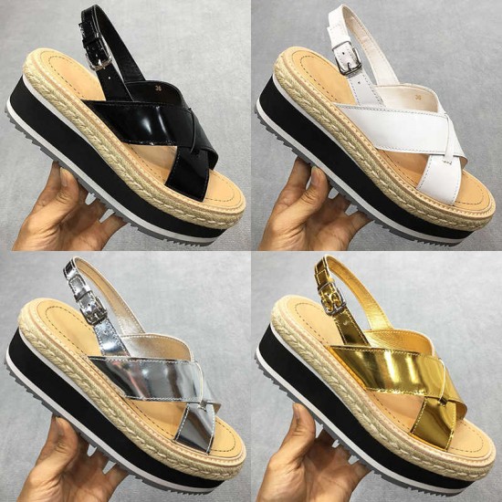 vintage British style brogue carved women's shoes  thick-soled woven straw platform shoes genuine leather women's single shoes