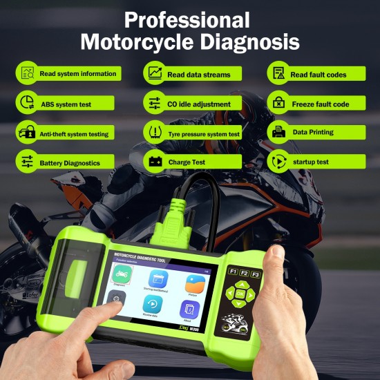 Full version Motorcycle Diagnostic Tool Jdiag M300 2in1 OBD2 Scanner 12V Battery Analyzer Tester