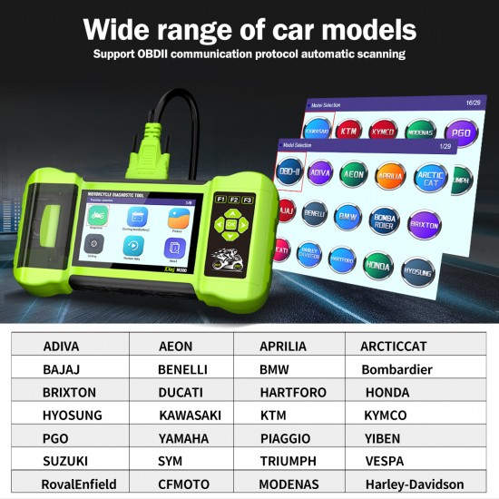 Full version Motorcycle Diagnostic Tool Jdiag M300 2in1 OBD2 Scanner 12V Battery Analyzer Tester