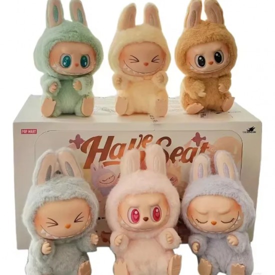 Original Pop Mart Labubu Exciting Macaron Have a Seat Kawaii Trendy Play Blind Box Figure Labubu V2 Plush Keychain