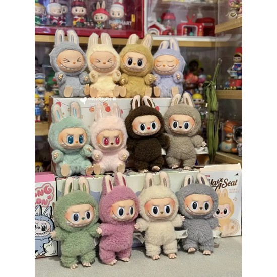 Original Pop Mart Labubu Exciting Macaron Have a Seat Kawaii Trendy Play Blind Box Figure Labubu V2 Plush Keychain