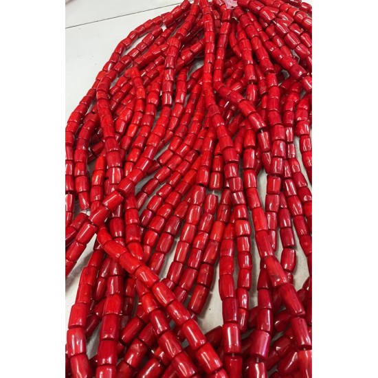 Natural Red Coral Beads for DIY Jewelry Making Bulk Dyed Column Coral Beads length 14-18mm