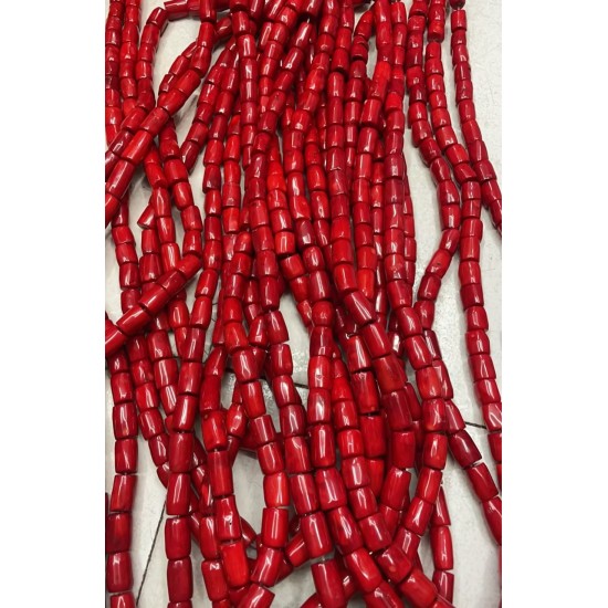 Natural Red Coral Beads for DIY Jewelry Making Bulk Dyed Column Coral Beads length 14-18mm