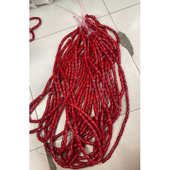 Natural Red Coral Beads for DIY Jewelry Making Bulk Dyed Column Coral Beads length 14-18mm
