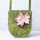 Pure handmade leather carved lotus shoulder bag with top layer vegetable tanned leather bag for women