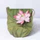 Pure handmade leather carved lotus shoulder bag with top layer vegetable tanned leather bag for women