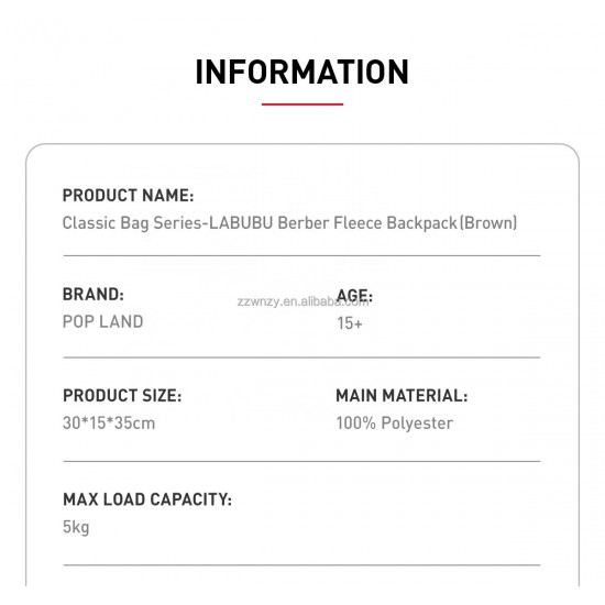 Hot Sale 100% Original POP MART Classic Bag Series-LABUBU Backpack (Brown)