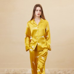 2024 New Butterfly Embroidered Satin Pajamas Suit Leopard Printed Long Sleeve Trousers Mulberry Silk Two-Piece Home Clothes