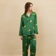 2024 New Butterfly Embroidered Satin Pajamas Suit Leopard Printed Long Sleeve Trousers Mulberry Silk Two-Piece Home Clothes