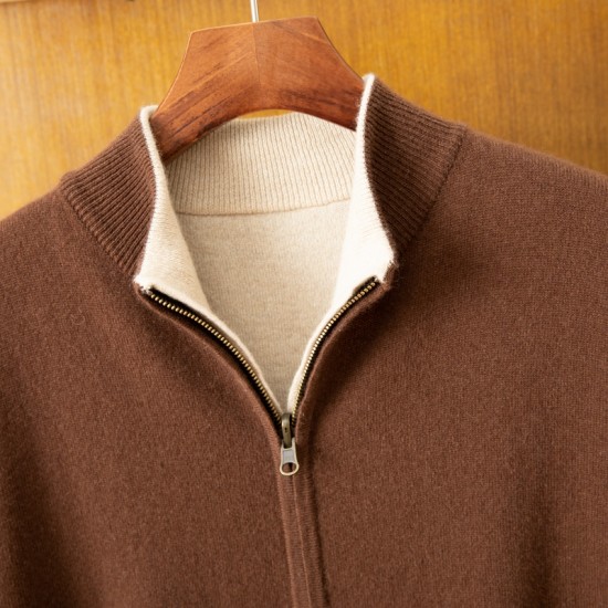 Autumn Winter Men's Sleeveless Cashmere Waistcoat Factory Wholesale Heated Warming Jacket Tank Top Knitted Weaving on Both Sides