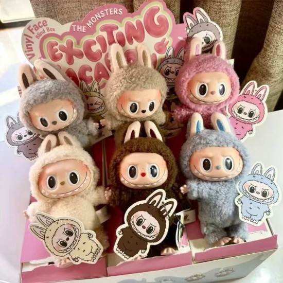 Hot Selling POP MART Vinyl LABUBU V1 Exciting Macaron Animal Plush Toy Pendant Trendy Mystery Boxes Plush Keychains Toys