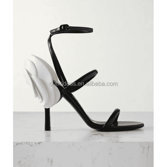3D Flowers Elegant Wedding Sexy Adjustable Ankle Strap with Buckle Sculpted Heel Roserouche 100 Embellished Leather Sandals