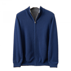 Custom Men's Long Sleeve Cashmere Knitted Sweater ODM Supply Zipper Closure Winter Cardigan Sweater