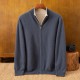 Custom Men's Long Sleeve Cashmere Knitted Sweater ODM Supply Zipper Closure Winter Cardigan Sweater