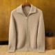 Men's Men's Half High Neck Full Zipper Wool Cashmere Knit Cardigan Young and Middle-aged Autumn and Winter New Knitted Cardigan