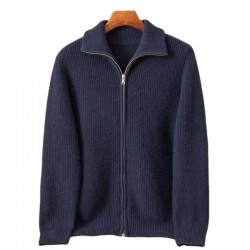 Custom Men's Half High Neck Winter Sweater Breathable Zip Knitted Front Cardigan with Logo Design Custom Knit Sweater