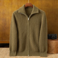 Custom Men's Half High Neck Winter Sweater Breathable Zip Knitted Front Cardigan with Logo Design Custom Knit Sweater