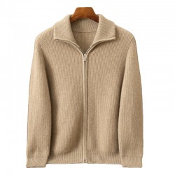Knitwear Manufacturer Custom Sweater Cardigan 100% Cashmere Winter All-cashmere Jacket with Thick Zipper Is Loose and Casual