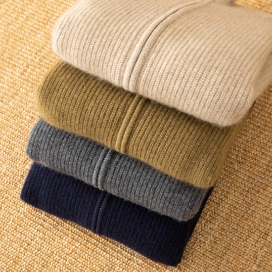 Knitwear Manufacturer Custom Sweater Cardigan 100% Cashmere Winter All-cashmere Jacket with Thick Zipper Is Loose and Casual