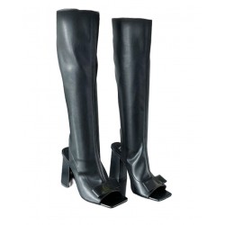 Handmade Women's Genuine Leather VERS-1 Shoes-Winter Knee High Boots Over-the-Knee Lace Design Mid-Calf Style